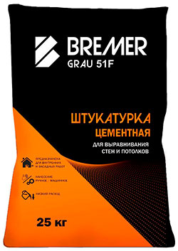 Штукатурка цементная BREMER GRAU 51F армирующая, 25 кг.